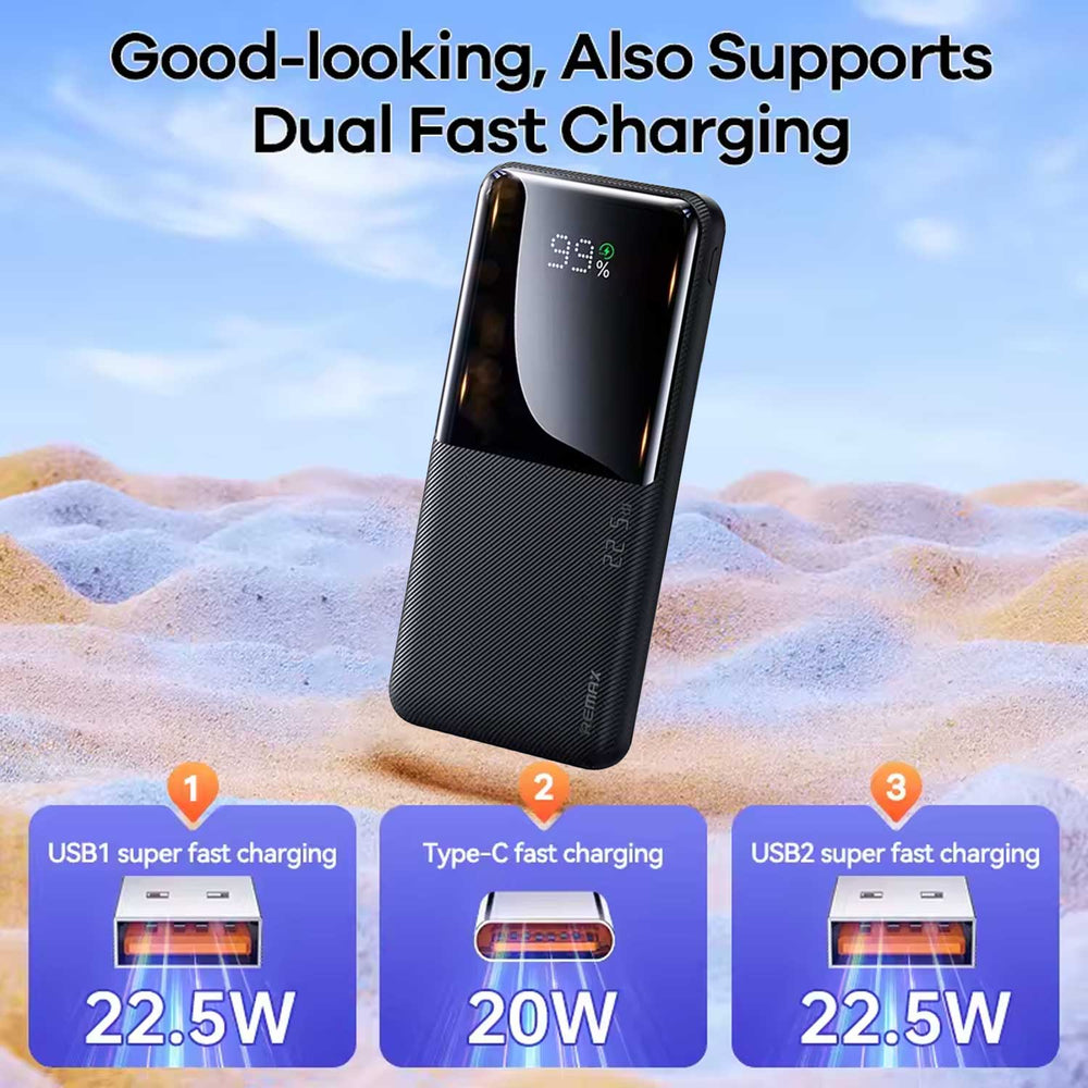Remax RPP-622 10000mAh 22.5W + 20W PD/QC Fast Charging Power Bank (Black)