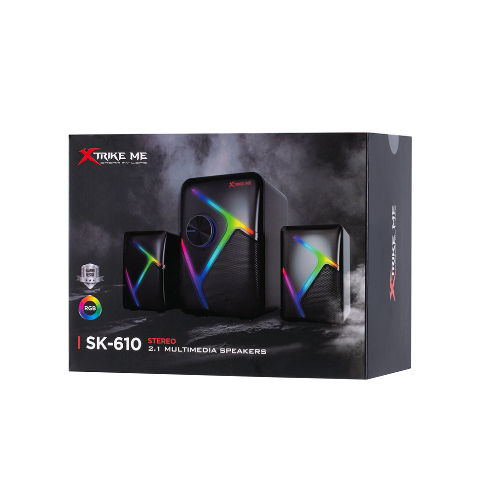 XTRIKE ME SK-610 RGB Gaming Speakers with Subwoofer | USB + AUX Stereo Bass System