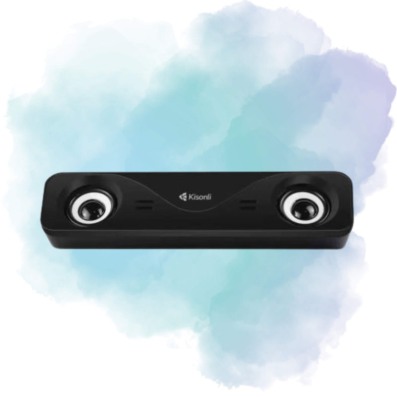 Kisonli I-610 USB Soundbar Speaker | 6W Stereo Desktop Speaker | AUX | PC & Laptop Home Theater