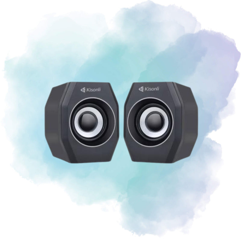 Kisonli A-101S Multimedia USB Speakers | 6W Stereo Computer Speakers | AUX for PC & Laptop
