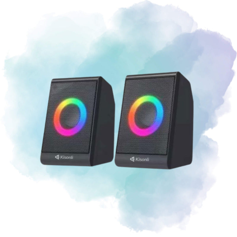 Kisonli X12 RGB USB Computer Speakers | 6W Stereo Multimedia Speakers for PC & Laptop