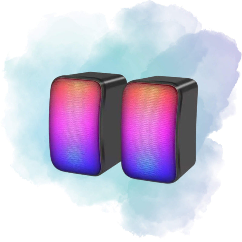 Kisonli X17 RGB Gaming Speakers | 6W Stereo USB Computer Speakers with Volume Control for PC & Laptop
