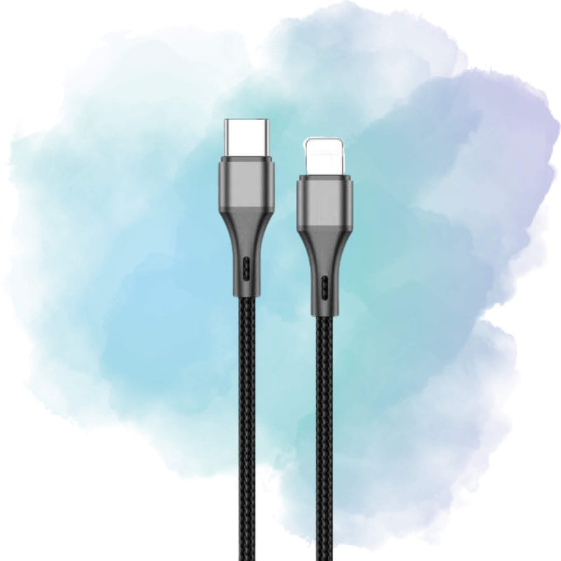 Aspor AC-20 27W Type-C to Lightning Fast Charging Nylon Braided Data Cable (1.2M)
