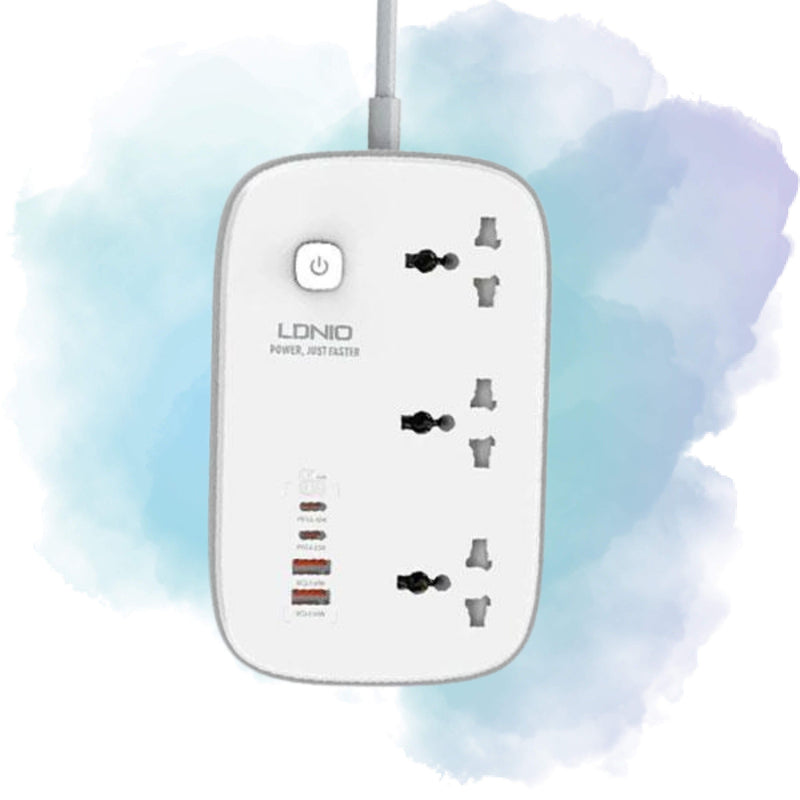 LDNIO SC3416 65W GaN Fast Charging Power Extension 3250W 3 Sockets 2 USB-C + 2 USB-A