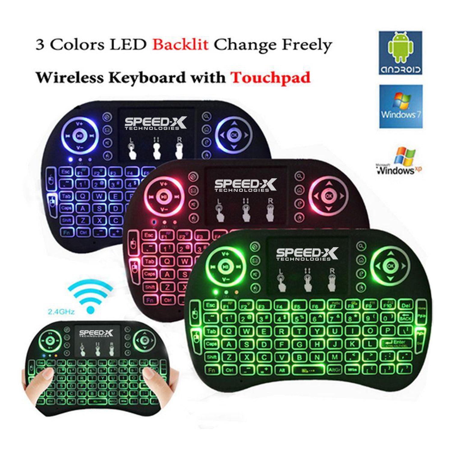 SpeedX RF 500 Mini Touch Pad Wireless Backlight Keyboard Mouse