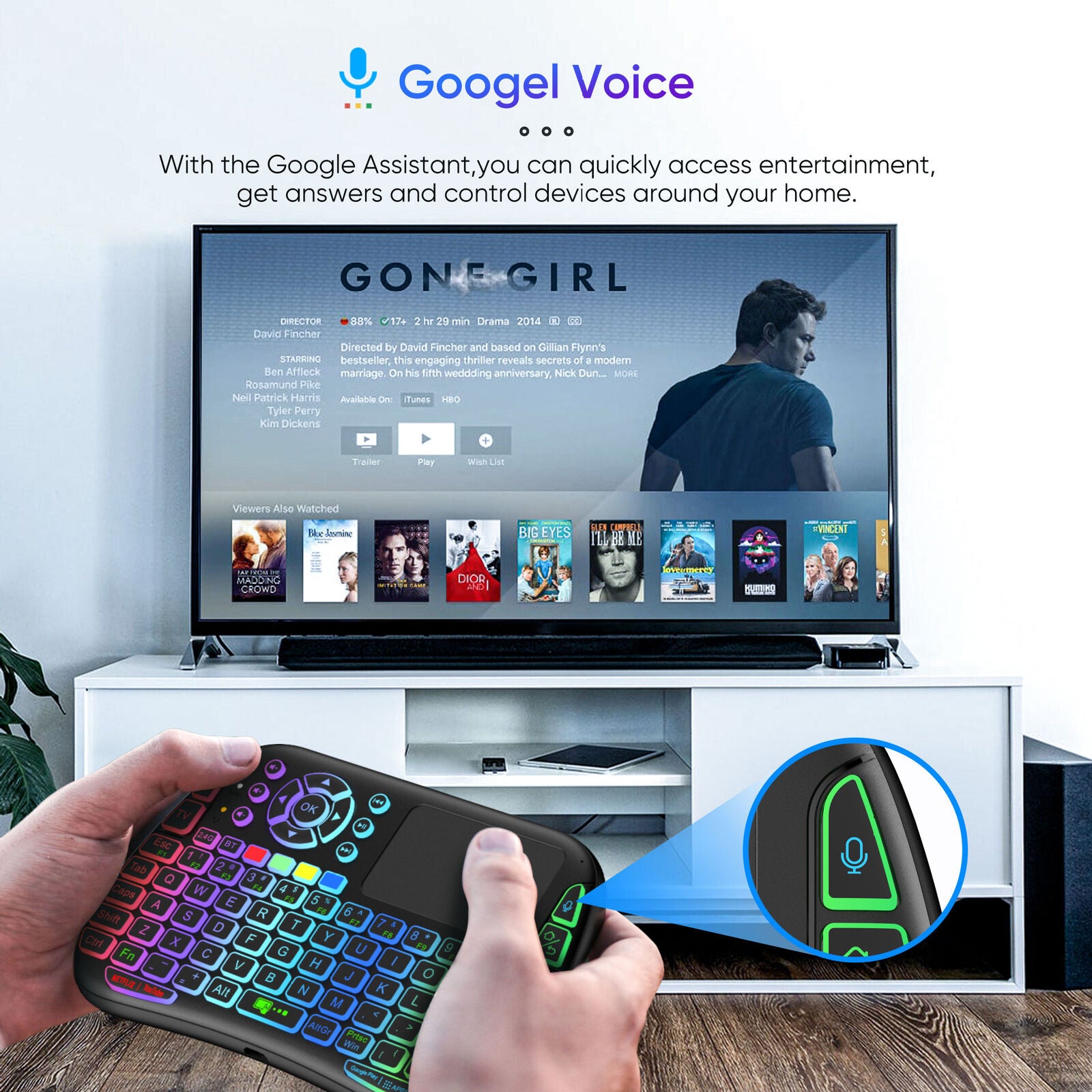 M9 Bluetooth Mini Wireless Keyboard 2.4G Air Mouse Remote Touchpad – 7 Color Backlit