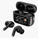 A9 Pro Smart Screen Airpods - Active Noise Cancellation (ANC/ENC) Bluetooth 5.4 Earbuds - Black