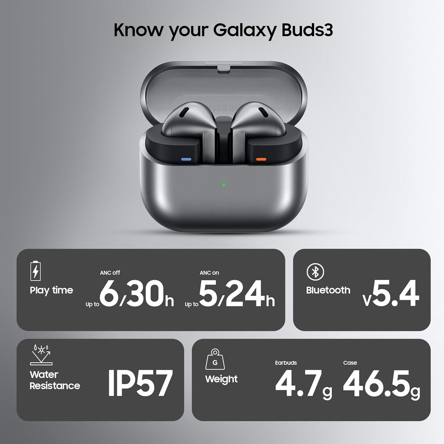 Samsung Galaxy Buds3 R530 Wireless Charging Earbuds Black – ANC Bluetooth Earbuds