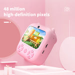 D8S Kids Digital Print Camera 1080P HD 48MP Dual Lens Thermal Printing Camera Pink