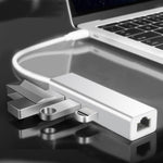USB-C 3.1 to LAN & 3-Port USB Hub | Gigabit Ethernet Adapter | Plug & Play