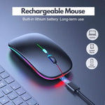 HP W10 Wireless Rechargeable RGB Bluetooth Mouse Dual Mode 2.4GHz Silent Slim Mouse