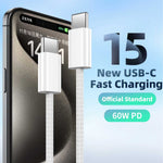 iPhone 15 Pro Max PD 60W Fast Charging USB-C to USB-C Braided Nylon Cable (3A)