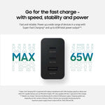 Samsung 65W US Pin PD Power Adapter Trio (2 USB-C + 1 USB-A) Fast Charger