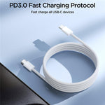 S-A45 Ben Series Braided 60W Fast Charging Data Cable (USB Type-C to Type-C, 1m, White)