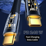 Aspor A153 240W Type-C to Type-C PD Fast Charging Data Cable with LED Light (1.8M)