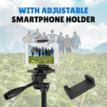 3366 Aluminum Tripod Stand 55 Inch with Mobile Phone Holder