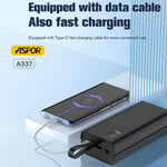 Aspor A337 30000mAh 22.5W PD Fast Charging Power Bank with LCD Display Black