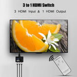 3 Port HDMI Switch 2K/4K with Remote Control