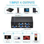 4 Port VGA Splitter 200MHz 1920×1440 with 30m Transmission