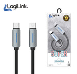 LogiLink USB-C to USB-C Nylon Braided Fast Charging & Data Cable (1m, Black, 1-Year Warranty)