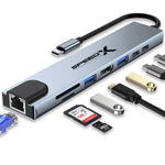 SpeedX SP-TC801 8-in-1 Type C Hub 4K HDMI USB Adapter