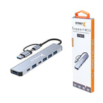 Speed-X SP-TC701 7 Port 2-in-1 USB 3.0 & Type-C Aluminum Alloy Hub