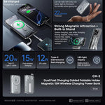 Remax CX-2 10000mAh 15W Wireless Power Bank with Stand – Fast Charging Multi-Output Portable Battery (Silver)