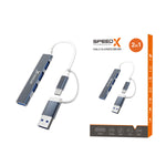 Speed-X SP-UTC41 2-in-1 4 Port USB 3.0 Hub Type-C & USB