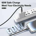 Aspor AC-19 60W Type-C to Type-C Fast Charging Data Cable (1M)