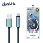 Logilink USB to Lightning Nylon Braided Fast Charging & Data Cable 1m (1-Year Warranty) – Grey