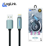 Logilink USB to Lightning Nylon Braided Fast Charging & Data Cable (1m, Black) – 1 Year Warranty