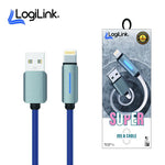 LogiLink USB to Lightning Nylon Braided Fast Charging Data Cable 1M Blue (1 Year Warranty)