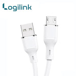 LogiLink USB to Micro USB Silicone Data & Fast Charging Cable 1M – White