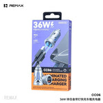 Remax CC06 36W Dual-Port Zinc Alloy Fast Car Charger with LED Light (PD + QC Fast Charging)