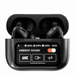 A9 Pro Smart Screen Airpods - Active Noise Cancellation (ANC/ENC) Bluetooth 5.4 Earbuds - Black