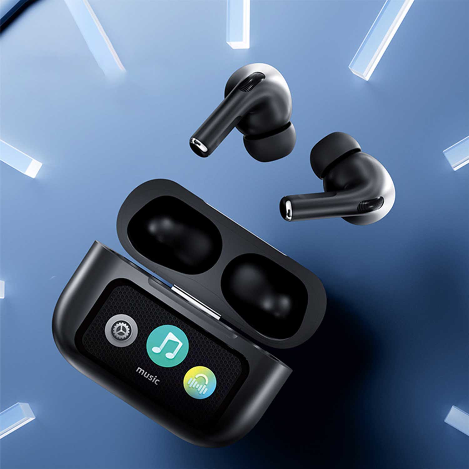 A9 Pro App ANC/ENC Wireless Earbuds BT 5.4 Touch Display – ZWSVIBE Black