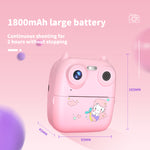 D8S Kids Digital Print Camera 1080P HD 48MP Dual Lens Thermal Printing Camera Pink