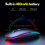 HP W10 Wireless Rechargeable RGB Bluetooth Mouse Dual Mode 2.4GHz Silent Slim Mouse