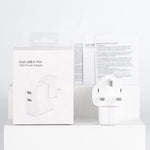iPhone 35W UK 3-Pin Dual USB-C Fast Charging PD Power Adapter