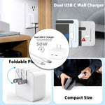 iPhone 14 Pro 50W USB-C + USB-C Power Adapter (US 2-Pin) with USB-C to Lightning Cable