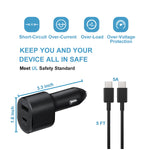 Samsung 45W PD + 15W USB Dual Port Super Fast Car Charger with Cable