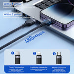 JOYROOM S-1T3018A18 3-in-1 USB-A to Lightning, Type-C & Micro USB Data Charging Cable (2m, Black)