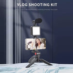 AY-49 Video Making Kit Vlogging Tripod with Microphone & LED Light
