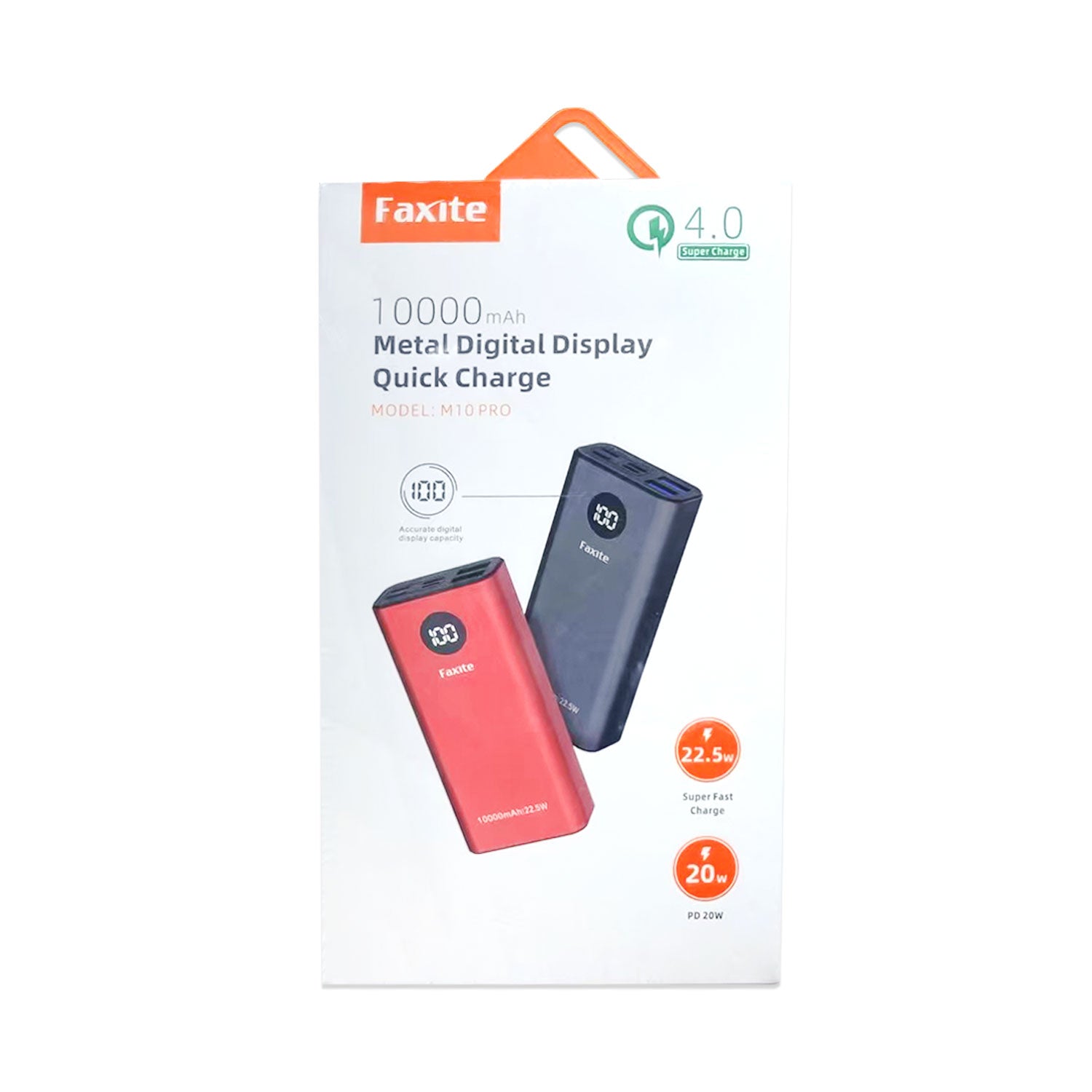 Faxite M10 Pro 10000mAh 22.5W Metal Power Bank with Digital Display & QC 4.0 Fast Charging