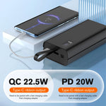 Aspor A337 30000mAh 22.5W PD Fast Charging Power Bank with LCD Display Black