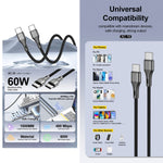 Aspor AC-19 60W Type-C to Type-C Fast Charging Data Cable (1M)