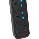 Speed-X 504PU Premium Portable Power Strip 5 Sockets 2 USB + 2 Type-C 2M