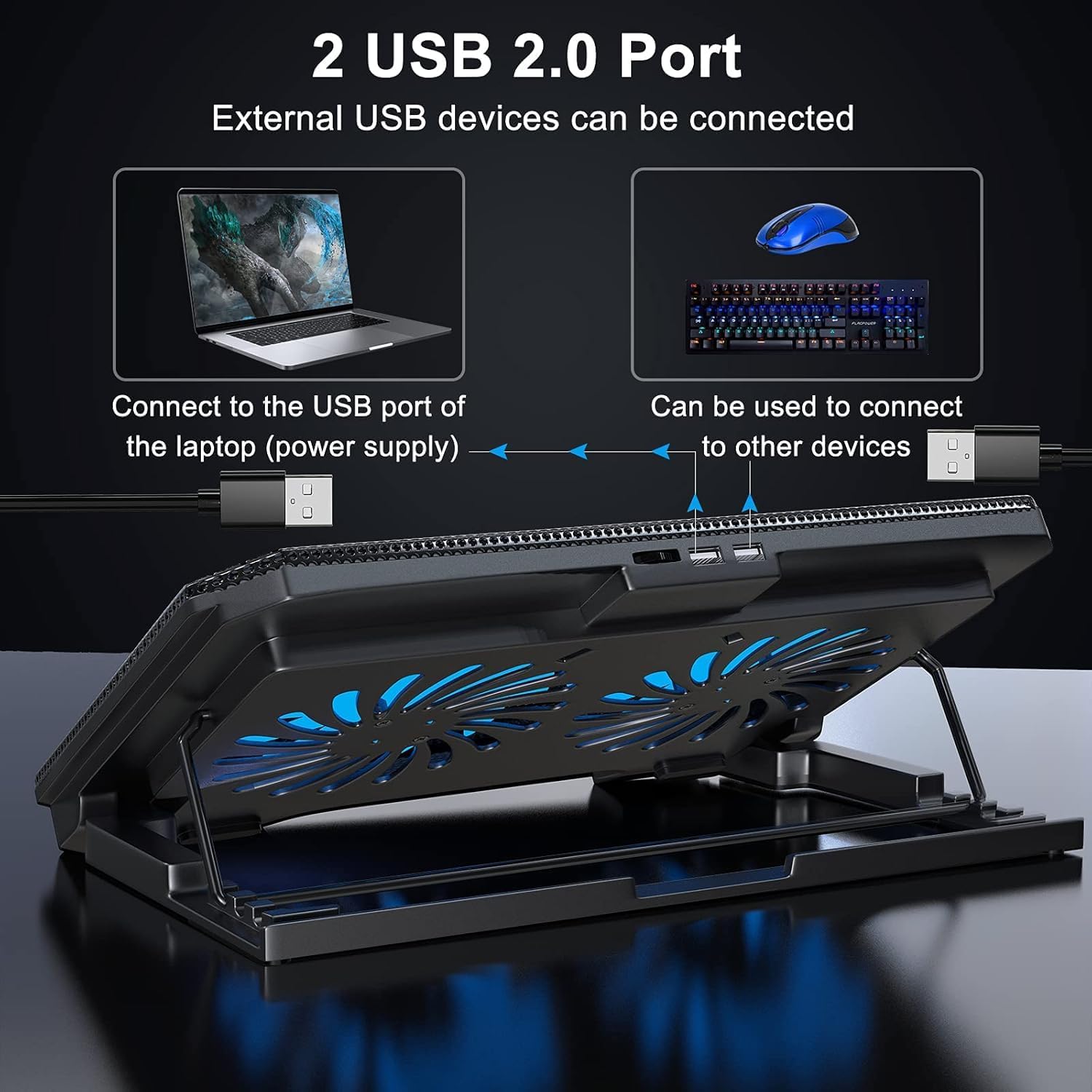 XTRIKE ME FN818 Laptop Cooling Pad Stand for 11-17 Inch Laptops with Dual LED Fans