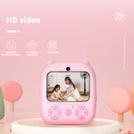 D8S Kids Digital Print Camera 1080P HD 48MP Dual Lens Thermal Printing Camera Pink