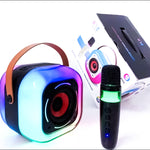 K12 Mini Wireless Bluetooth Karaoke Speaker with Microphone, Voice Changer & LED Lights